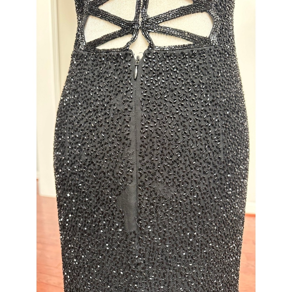 Vintage Cache Embellished Fully Beaded‎ Silk Gown Dress Sexy Feminine - Picture 6 of 12